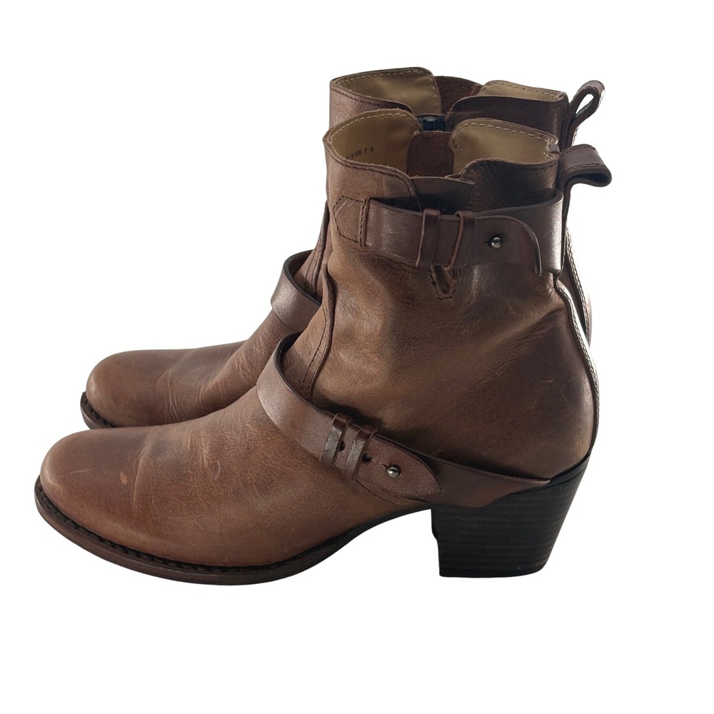 Rag & Bone Boots Harper Moto Ankle Women Size 7.5 Brown Leather Biker Western